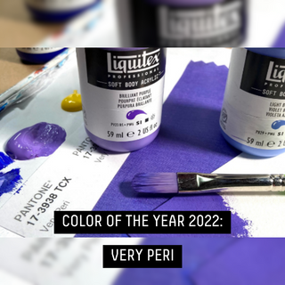 COLOR OF THE YEAR 2022 - colors of soft body acrylic used to make very peri near swatch of color
