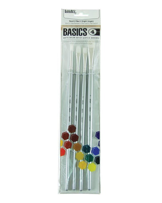 Liquitex BASICS 4 Brush Pack, Long Handle