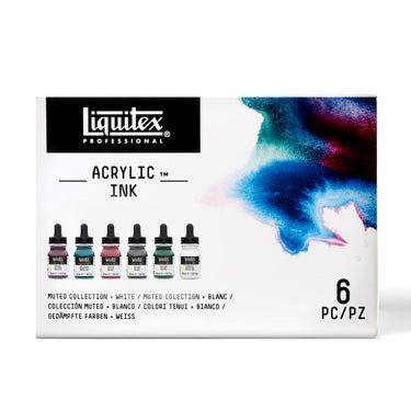 LQX ACRYLIC INK SET 6X30ML MUTED COLL + WHITE [FRONT] 887452032083