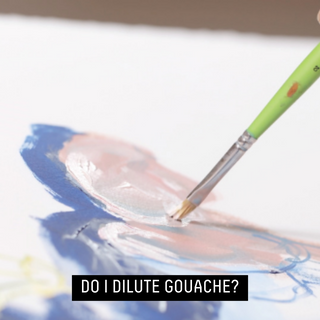 DILUTING ACRYLIC GOUACHE - artist painting with acrylic gouache using green brush
