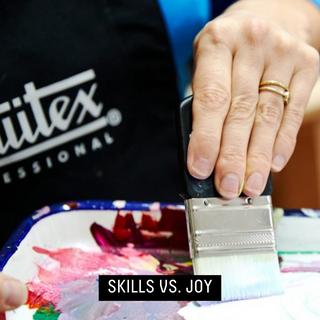 Skill vs. Joy - artist dipping brush in palette