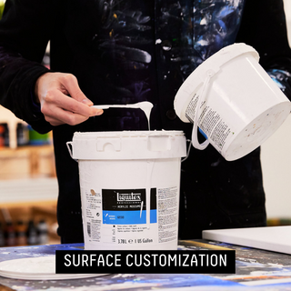 SURFACE CUSTOMIZATION - artist mixing gesso to customize surface