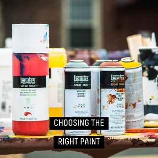 CHOOSING THE RIGHT PAINT - Used Liquitex spray paint and soft body acrylic on a table