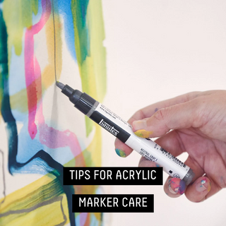 tips for acrylic marker care - artist using Liquitex acrylic marker on their work