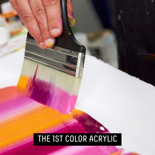 The 1st color acrylic - liquitex soft body acrylic being painted with a brush