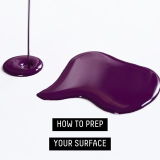 how to prep your surface - two drops of purple paint on a surface
