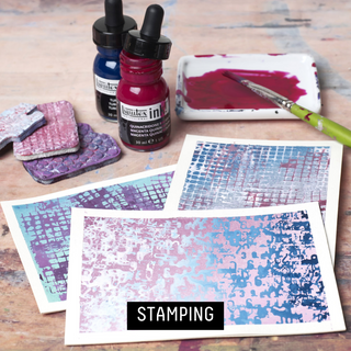 stamping - image of Liquitex Acrylic Ink used for a stamping technique