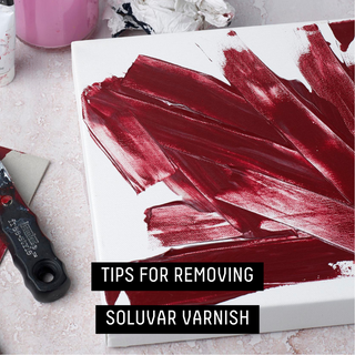 tips for removing soluvar varnish - dark red paint smeared on canvas