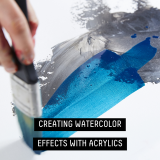 Creating watercolor effects with acrylics - artist using a liquitex brush to paint with acrylic ink