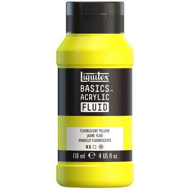 LQX BASICS FLUID ACRYLIC 118ML FLUORESCENT YELLOW 887452056225 [NA]