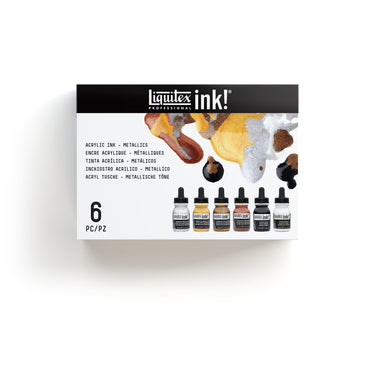 LQX - ACRYLIC INK METALLICS SET 6 X 30ML [FRONT TOP DOWN] 887452997498