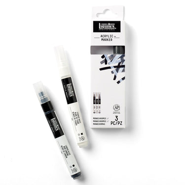 LQX ACRYLIC MARKER SET 3X 2-4MM MONOCHROMES 887452003007