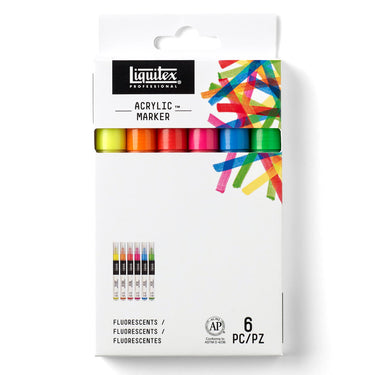 LQX ACRYLIC MARKER SET 6X 2-4MM FLUORESCENTS [FRONT] 887452001416