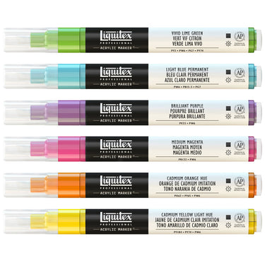 LQX ACRYLIC MARKER SET 6X 2-4MM VIBRANTS [CONTENTS] 887452993438