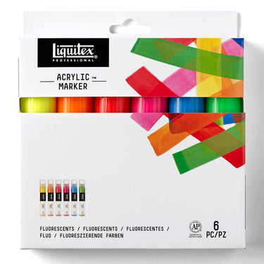 LQX ACRYLIC MARKER SET 6X 8-15MM FLUORESCENTS [FRONT] 887452001409