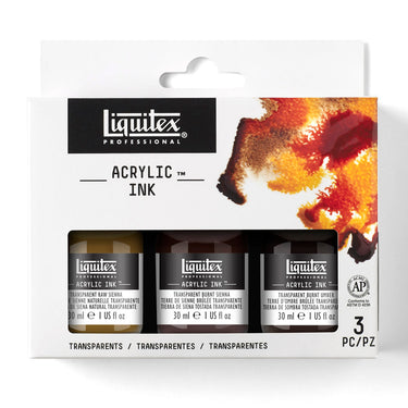 LQX ACRYLIC INK SET 3X30ML TRANSPARENTS [FRONT] 887452002970