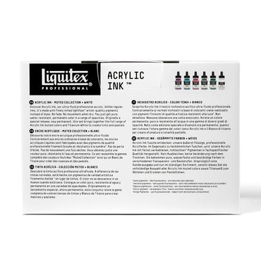 LQX ACRYLIC INK SET 6X30ML MUTED COLL + WHITE [BACK] 887452032083