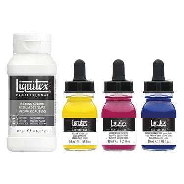 LQX ACRYLIC INK SET 3X30ML POURING - PRIMARY COLORS [CONTENTS] 887452997382