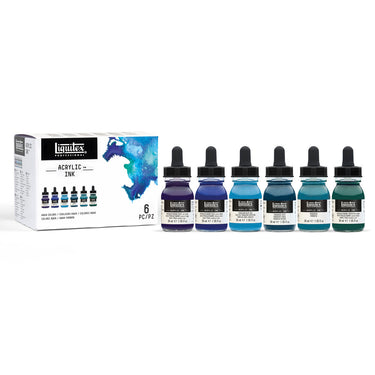 LQX ACRYLIC INK SET AQUA COLORS WITH CONTENTS 887452047742