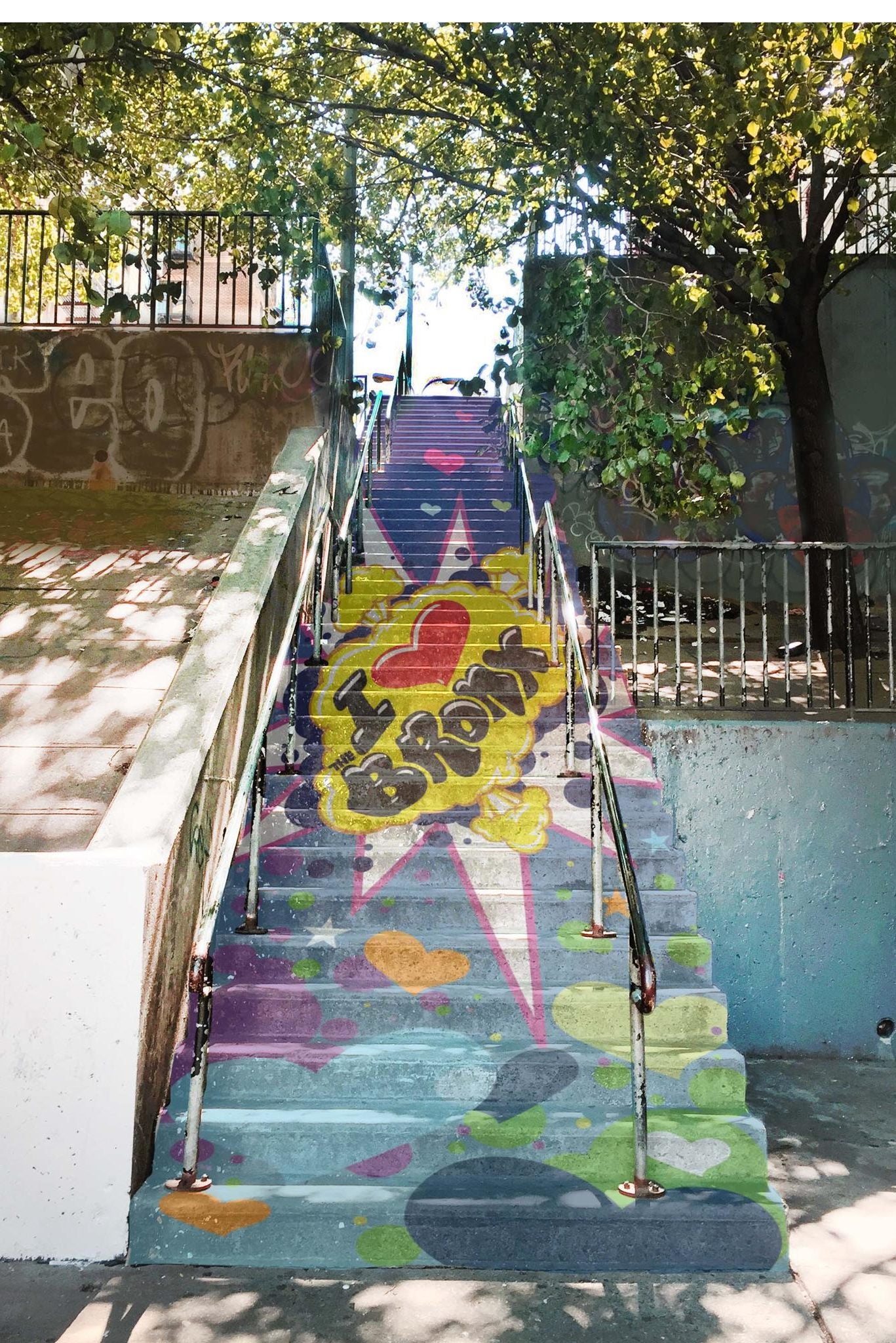 Artwork mural on stairs located in Bronx, NY